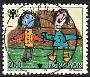 FRIMÆRKER FÆRØERNE | 1979 | AFA 41 | Børneår - 200 øre flerfarvet - Lux Stemplet